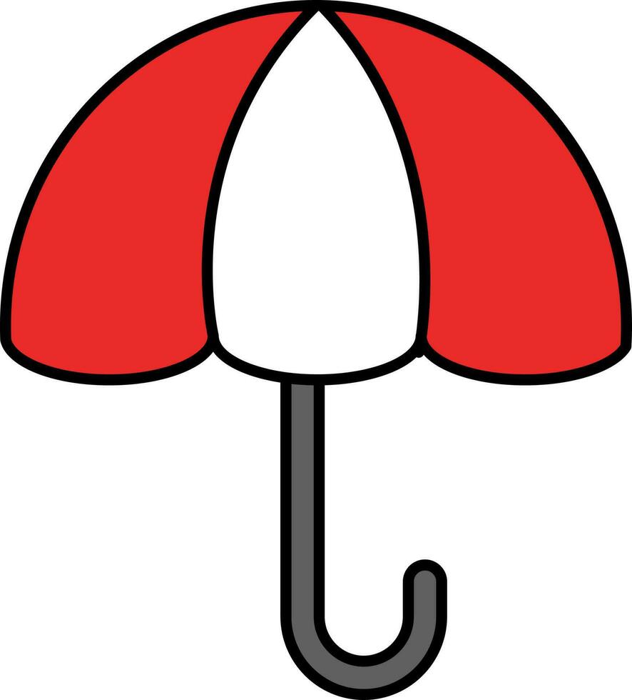 rot und Weiß öffnen Regenschirm Symbol im eben Stil. vektor