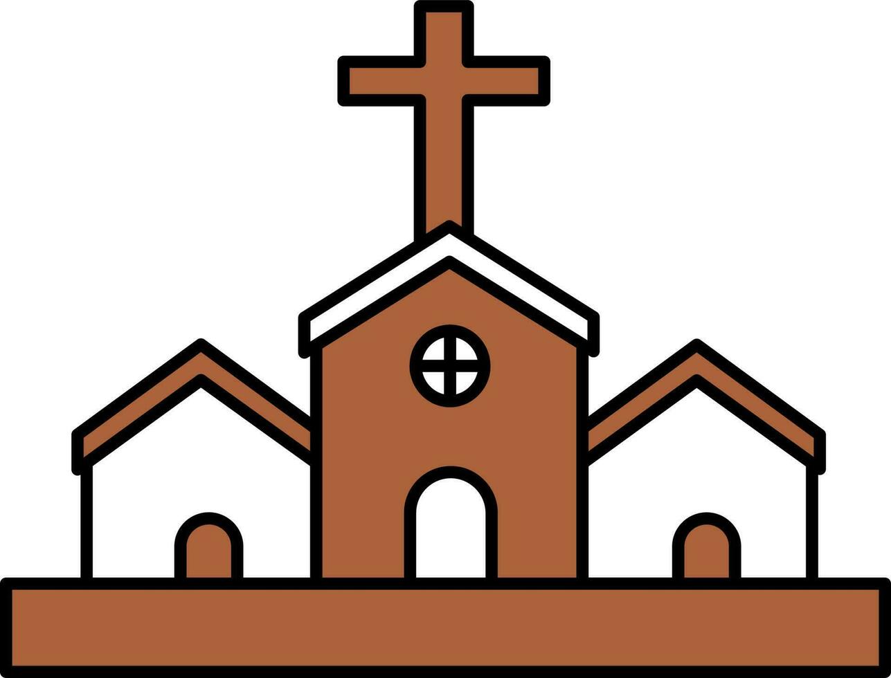 isoliert Kirche Symbol oder Symbol im braun und Weiß Farbe. vektor
