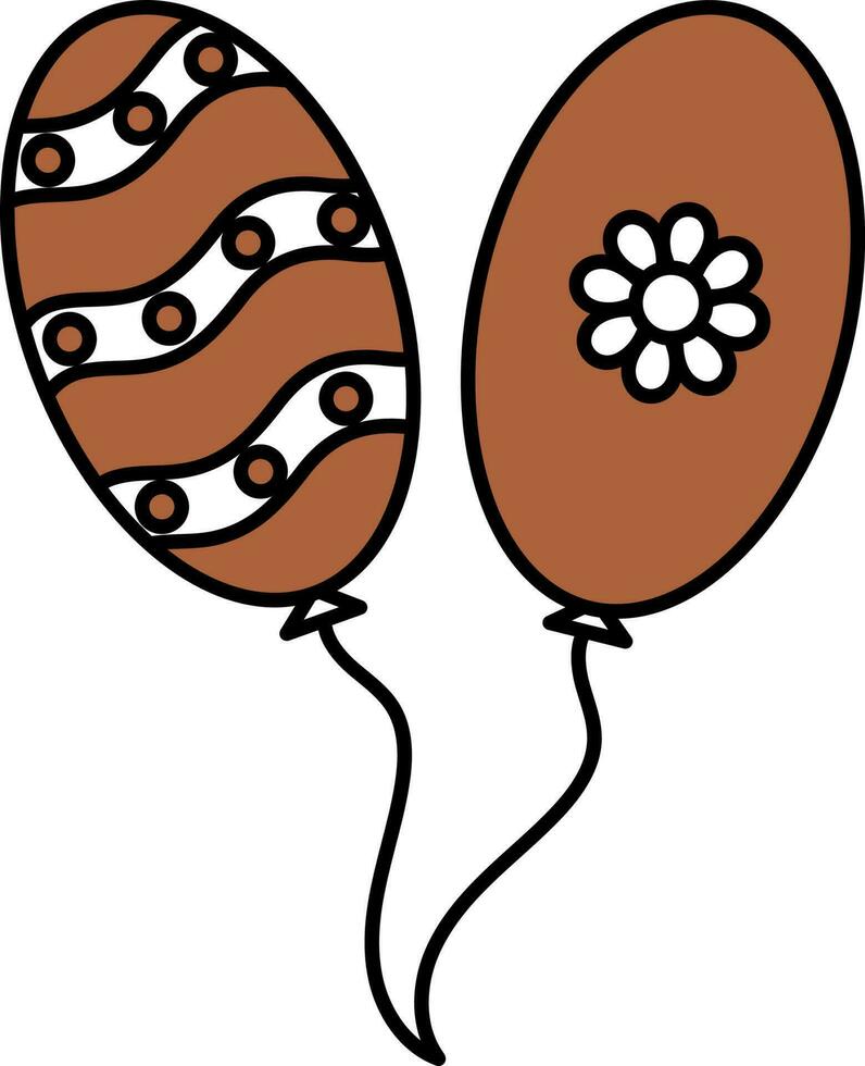 brun och vit två tryckt ballonger ikon. vektor