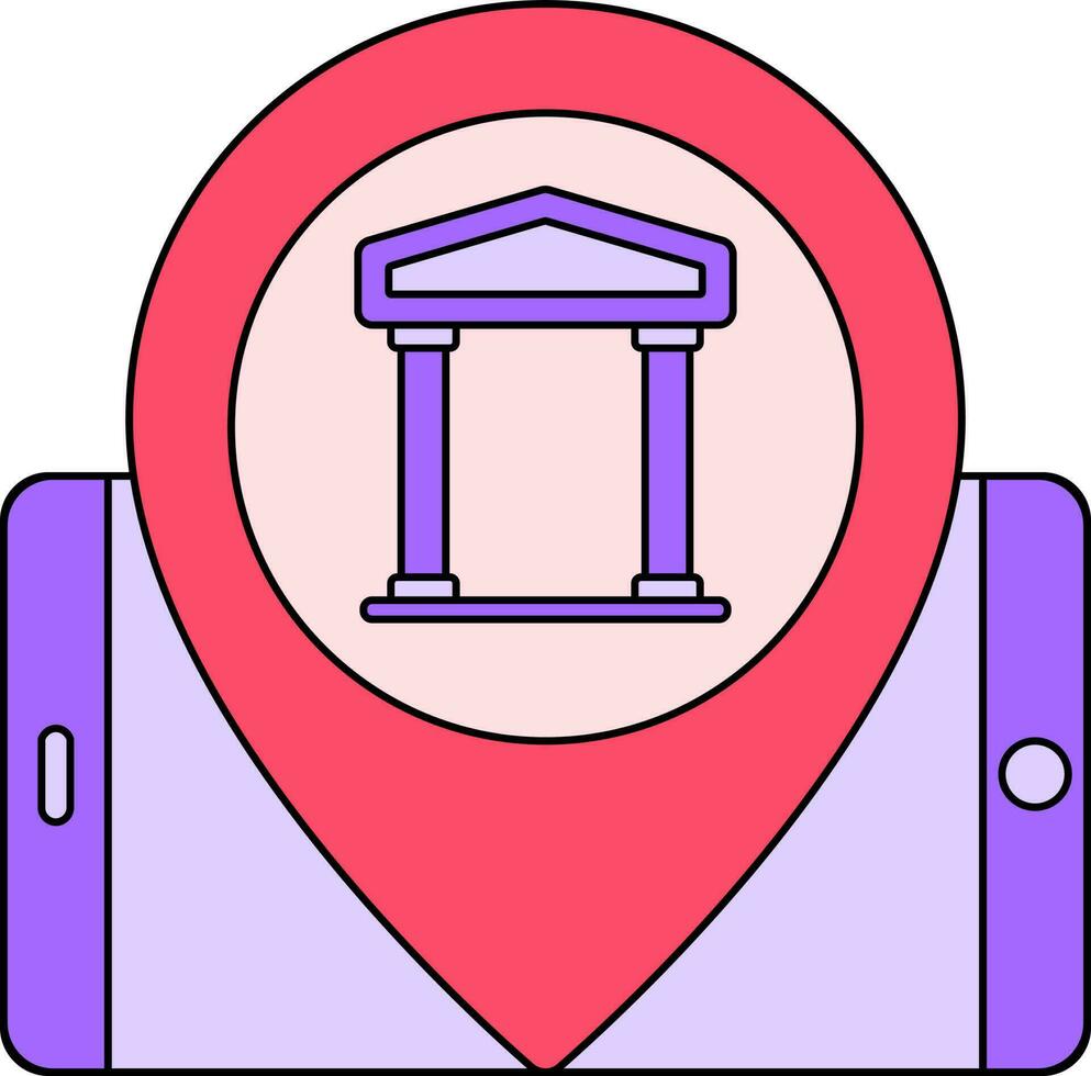 röd och lila Färg Bank plats i smartphone ikon. vektor