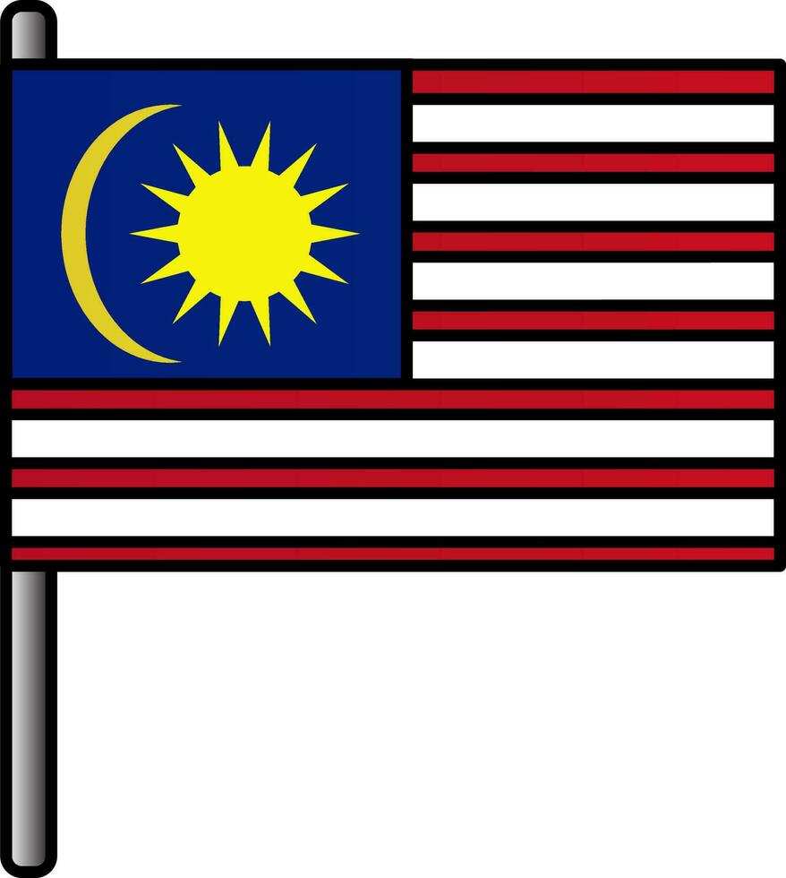 malaysia flagga ikon i platt stil. vektor