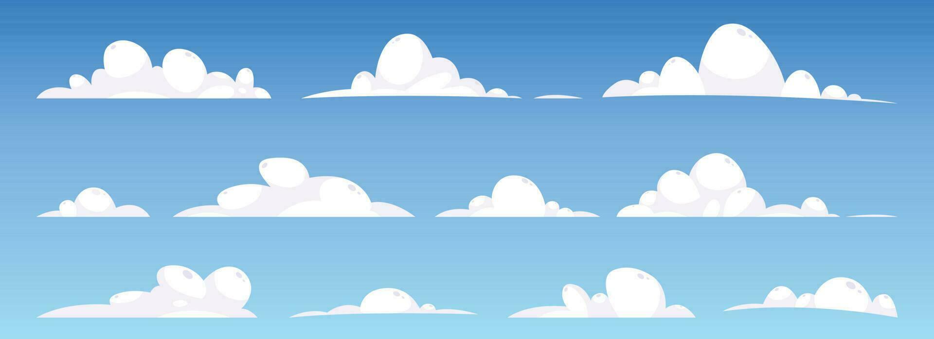 Karikatur Wolken Sammlung Vektor Illustration isoliert auf Weiß Hintergrund