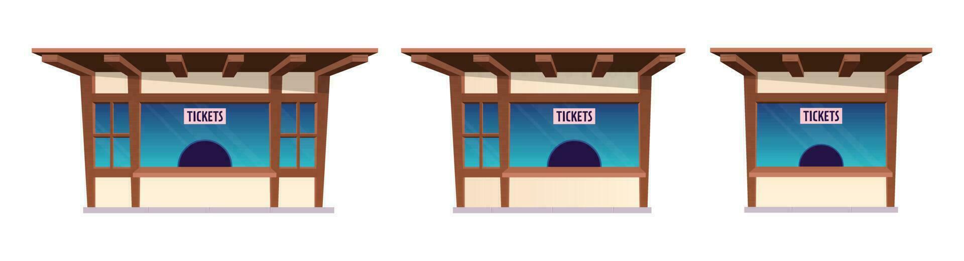 Tickets Geschäft und Geschenk Geschäft Gebäude im Karikatur Stil Vektor Illustration isoliert auf Weiß