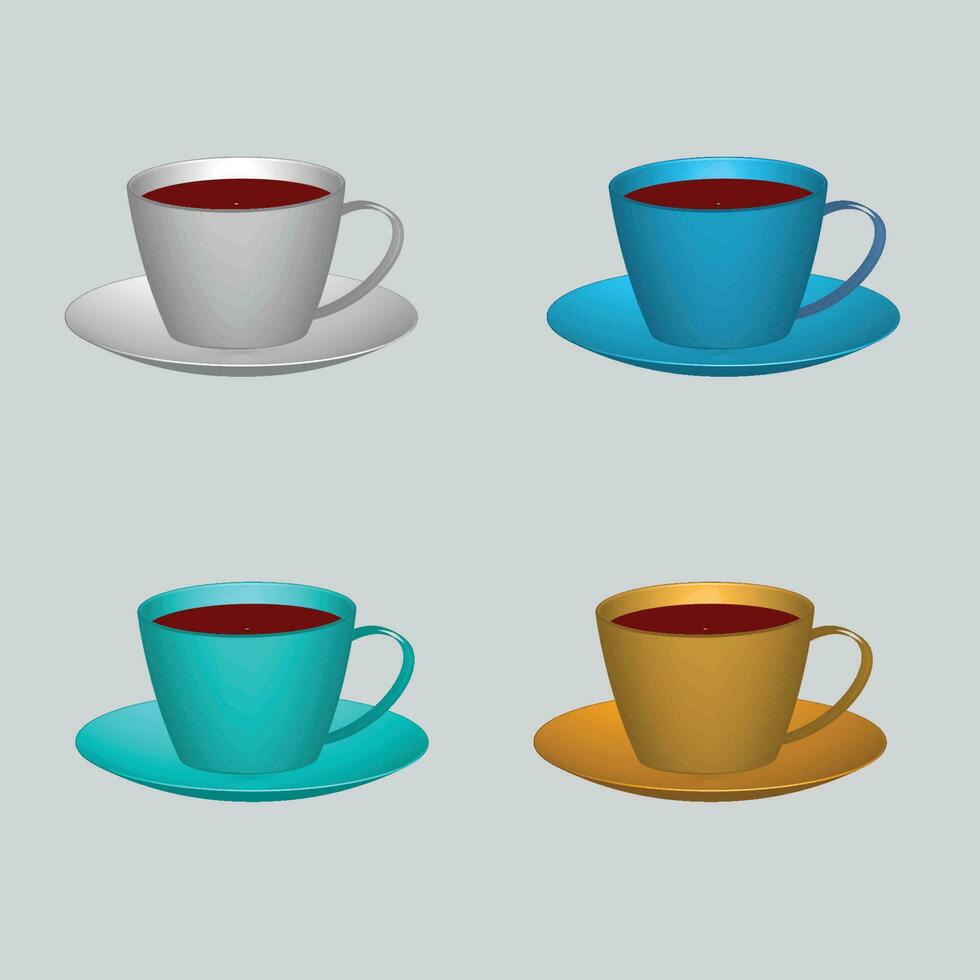 3d realistisch Vektor isoliert Weiß Tassen von Kaffee, Cappuccino, Amerikaner, Espresso, Mokka, Latté, Kakao, leer Weiß Tasse geeignet zum Platzierung Logo oder Text