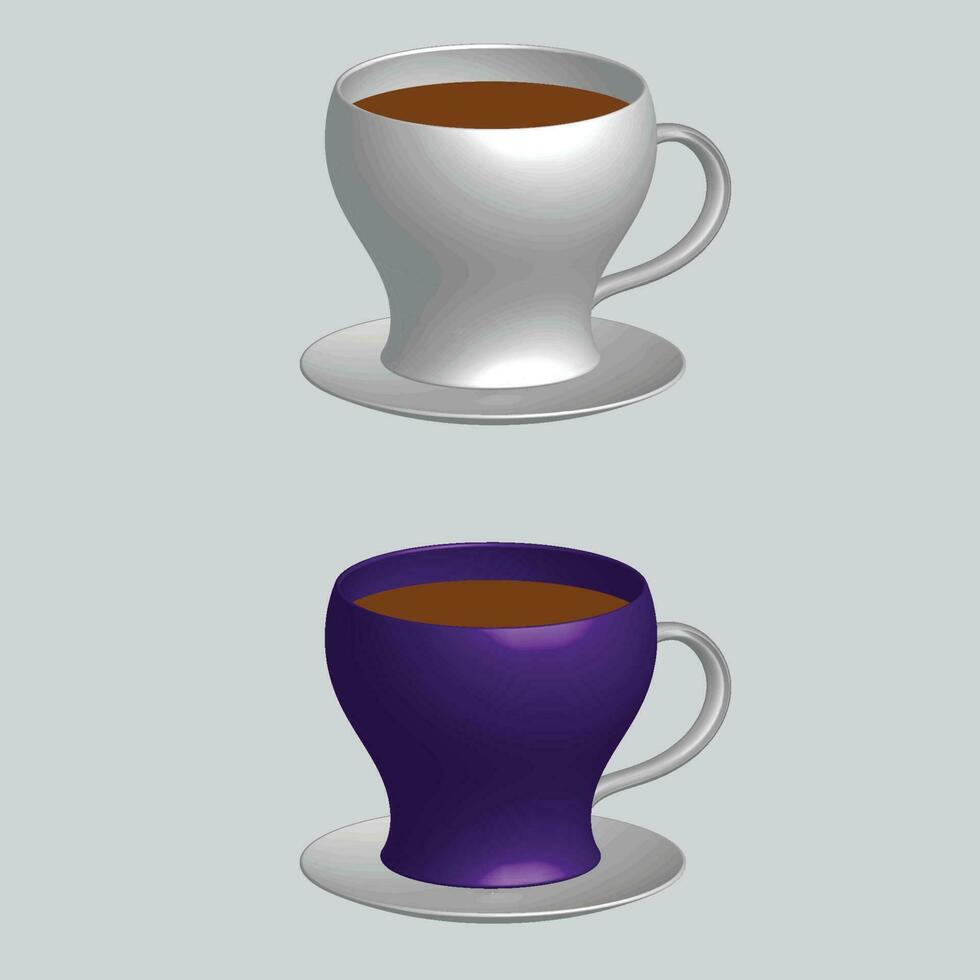 3d realistisch Vektor isoliert Weiß Tassen von Kaffee, Cappuccino, Amerikaner, Espresso, Mokka, Latté, Kakao, leer Weiß Tasse geeignet zum Platzierung Logo oder Text