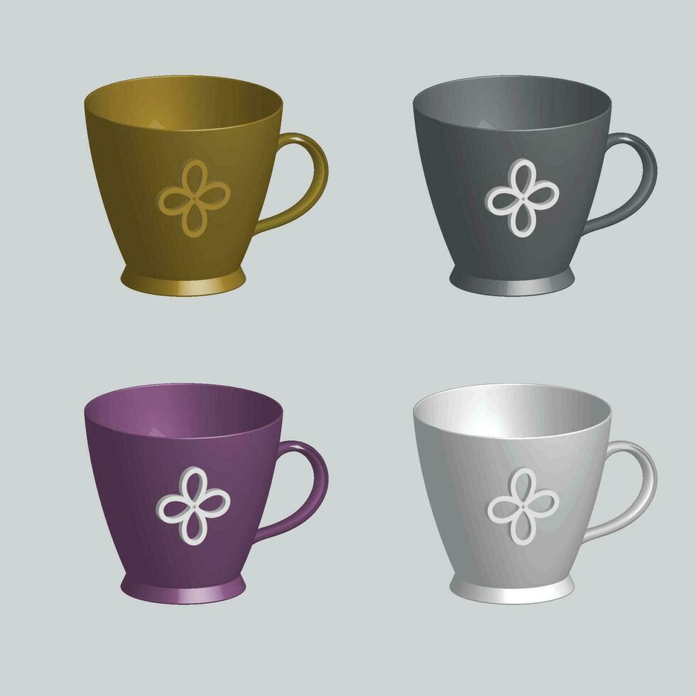 3d realistisk vektor isolerat vit koppar av kaffe, cappuccino, americano, espresso, mocka, latte, kakao, tom vit kopp lämplig för placering logotyp eller text