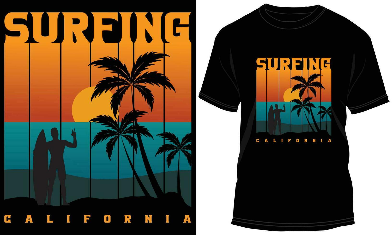 surfing t-shirt design vektor