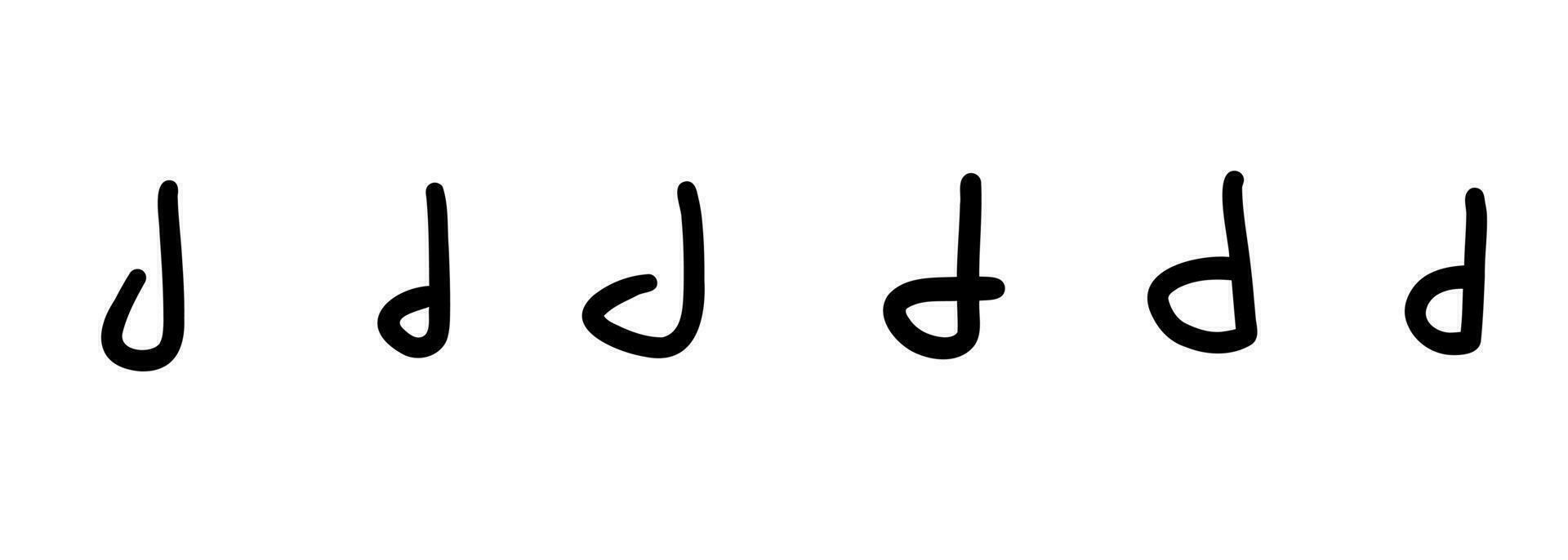kindlich handgeschrieben schwarz Englisch Latein ABC Alphabet Brief Symbol. Vektor Illustration im Hand gezeichnet Gekritzel Stil isoliert auf Weiß Hintergrund. zum Kinder Buch, Logo, Lernen, Karte, dekorieren.
