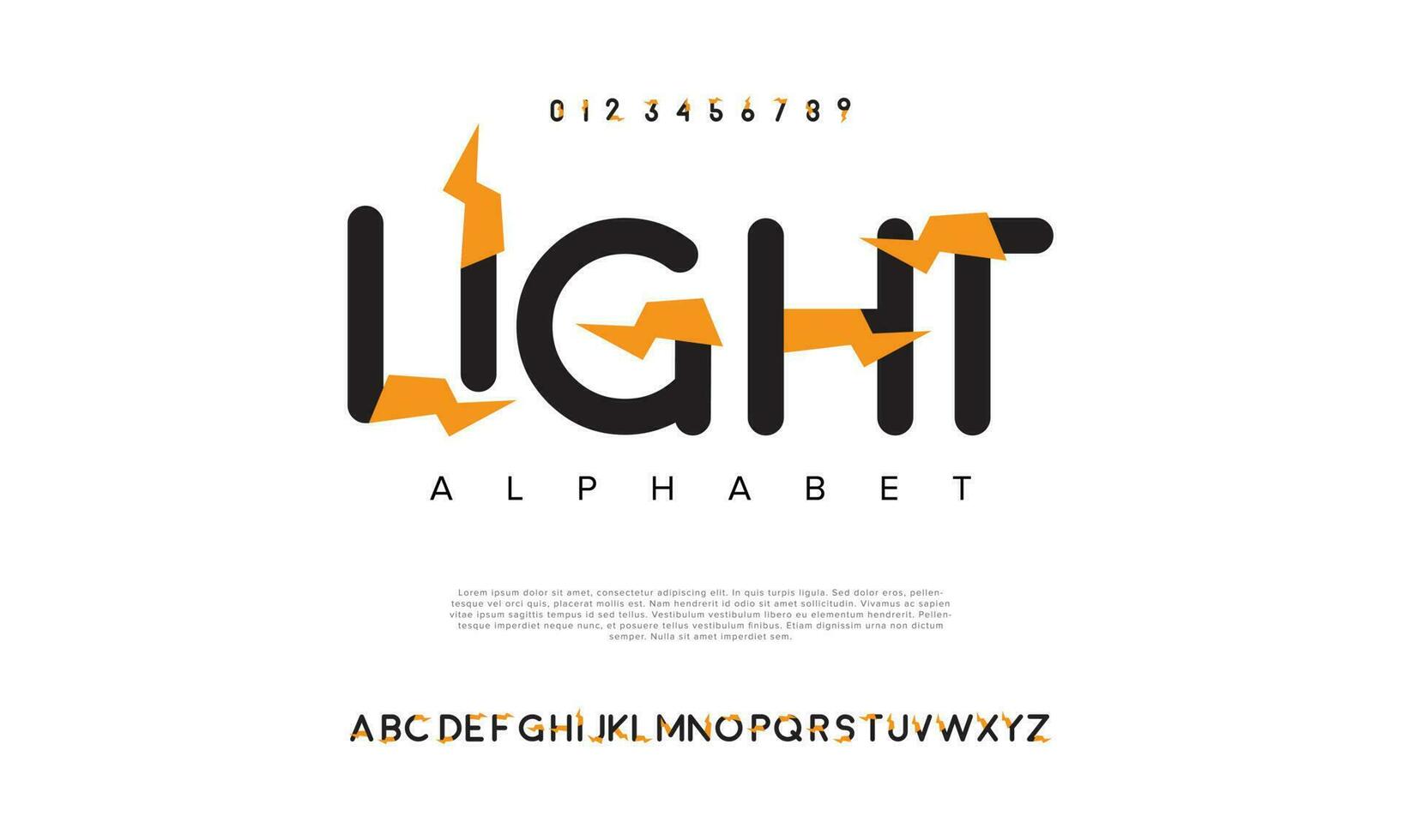 ljus abstrakt digital teknologi logotyp font alfabet. minimal modern urban typsnitt för logotyp, varumärke etc. typografi typsnitt versal små bokstäver och siffra. vektor illustration