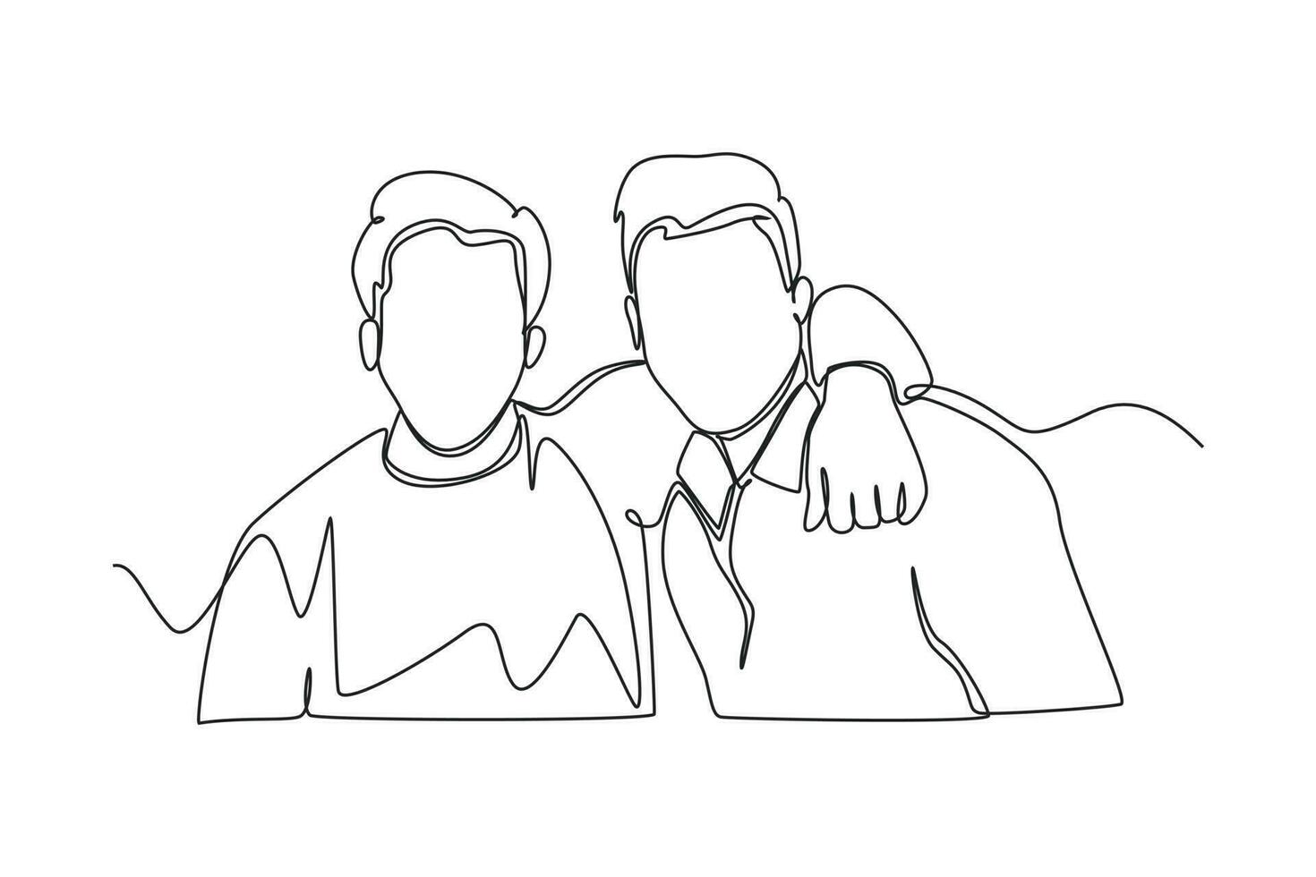 Single einer Linie Zeichnung Freundschaft Tag Konzept. kontinuierlich Linie zeichnen Design Grafik Vektor Illustration.