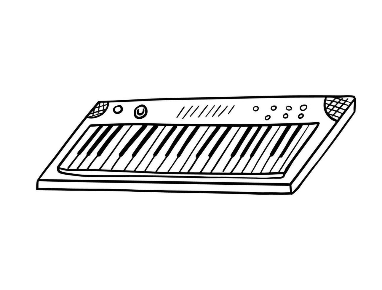 Gekritzel Synthesizer. Vektor skizzieren von Musical Instrument, schwarz Gliederung Illustration