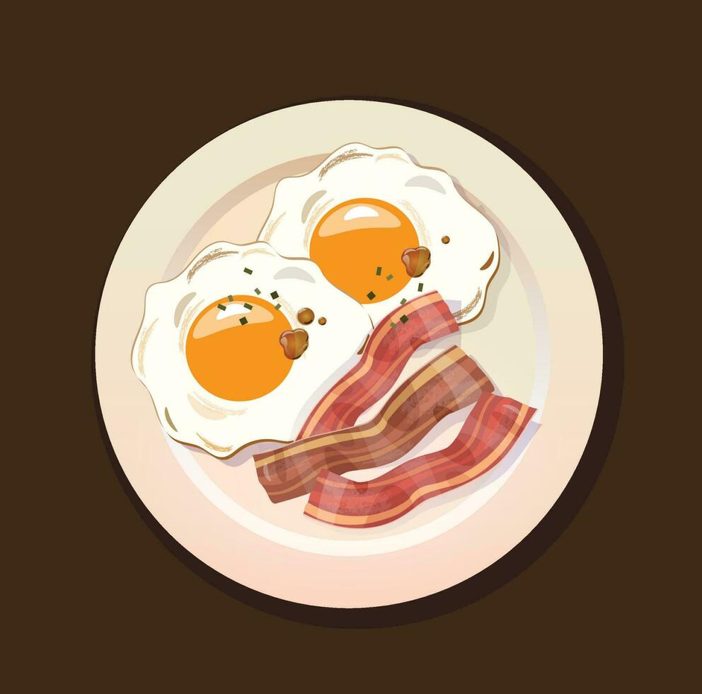 gebraten Ei auf ein Platte. Morgen Frühstück Vektor Illustration
