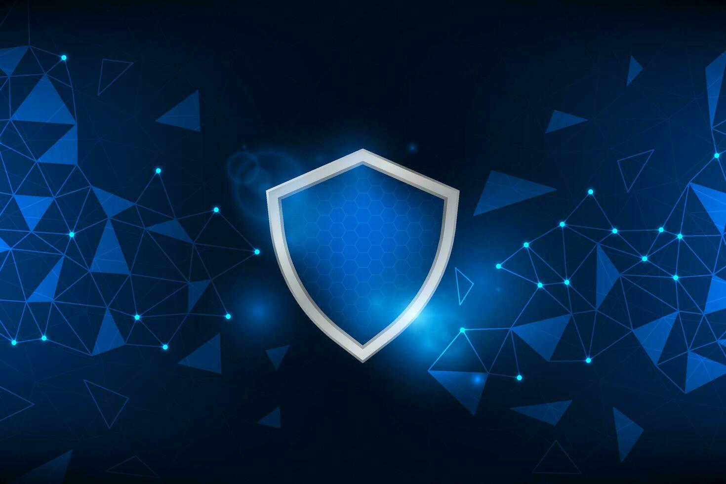 Vektor Schild Sicherheit Digital und Technologie Konzept. abstrakt geometrisch modern futuristisch Blau Licht Hintergrund.