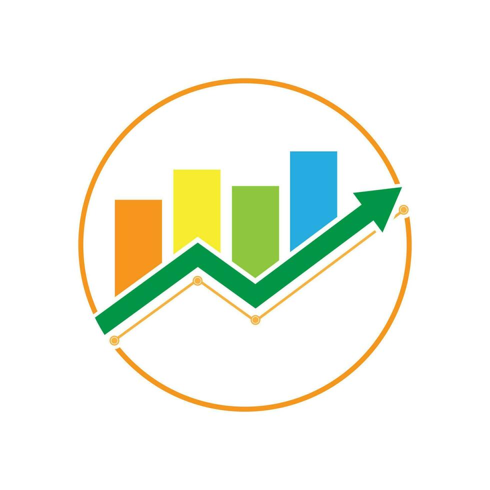 företag tillväxt Diagram logotyp med pil, bar och linje Diagram diagram vektor