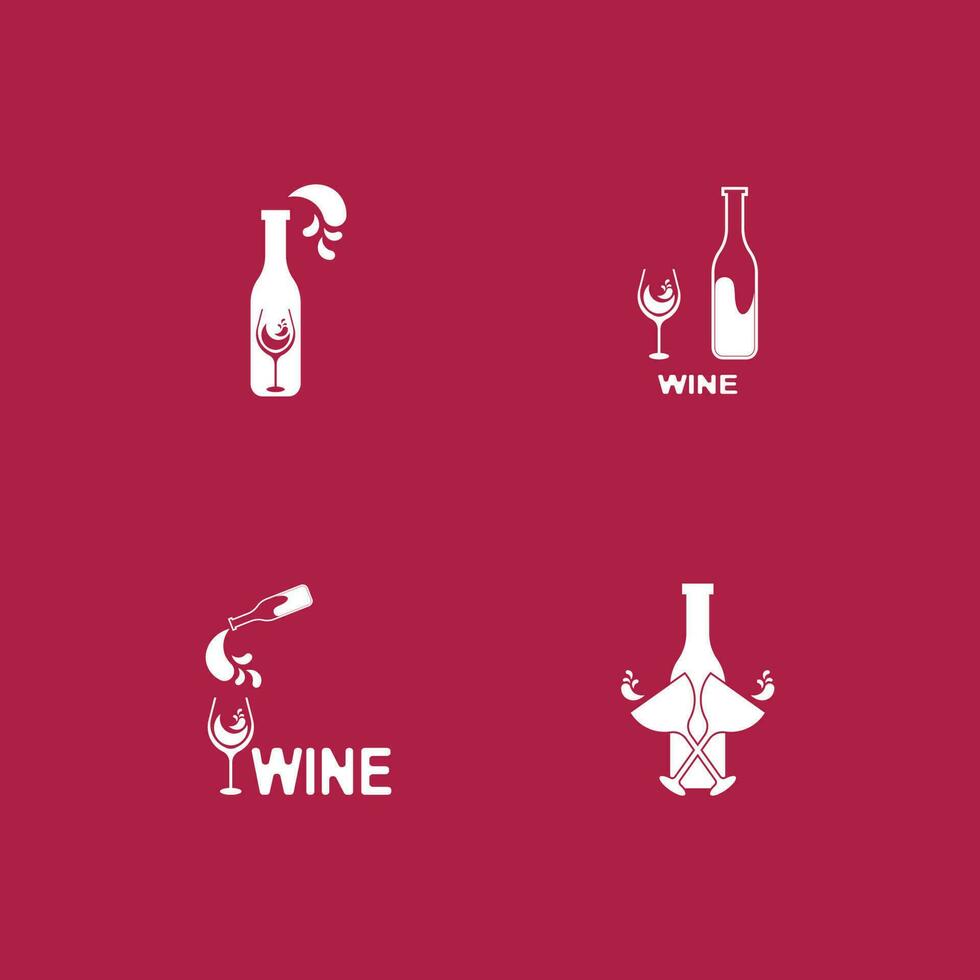 Weinsymbol und Symbolvektorvorlage vektor