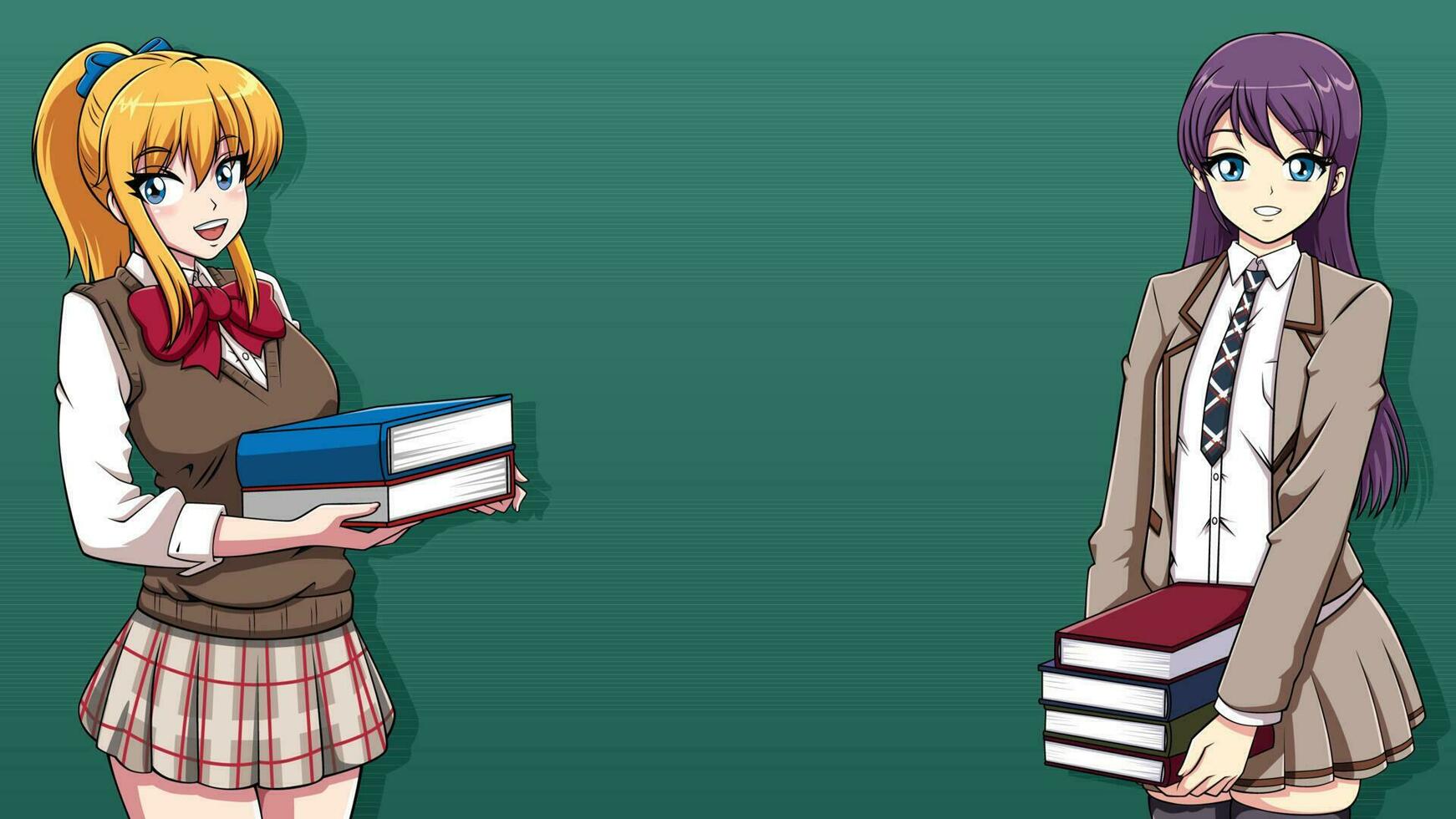 Anime Schulmädchen Hintergrund vektor