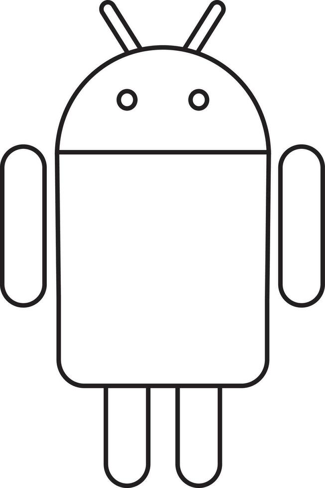 svart linje konst isolerat android logotyp. vektor