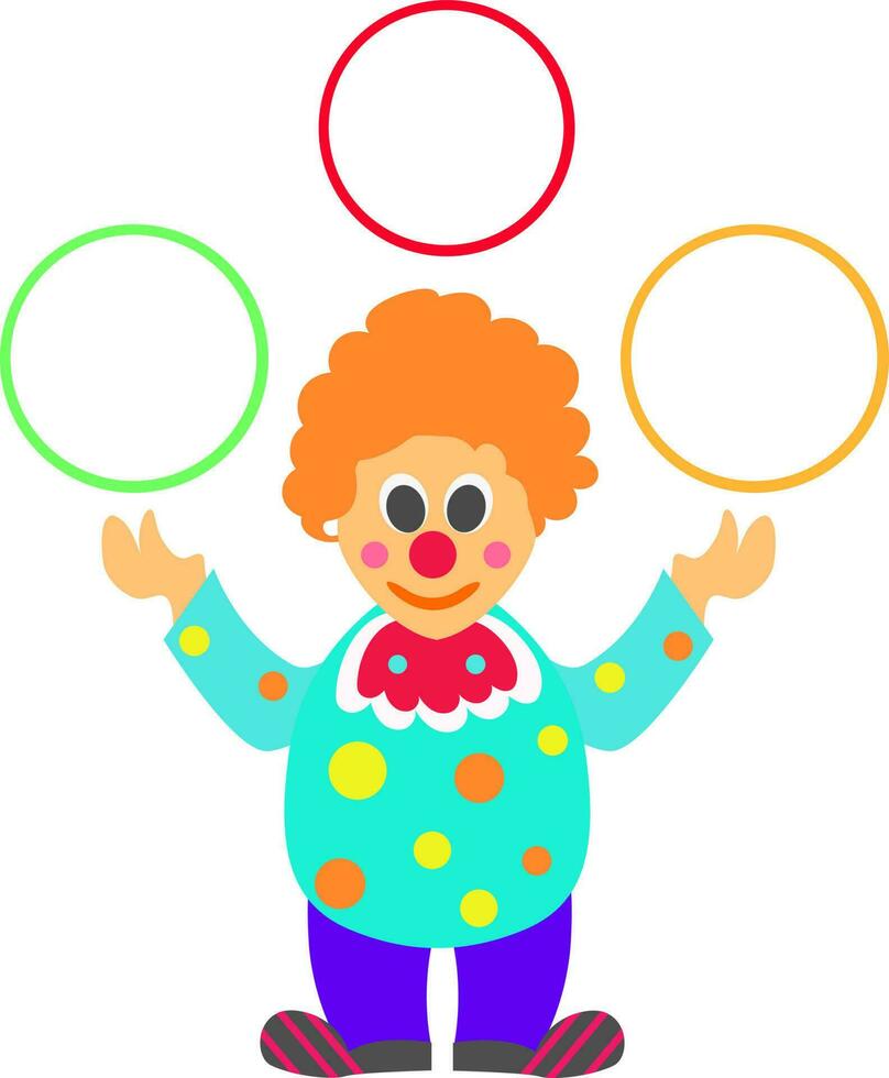 Clown Jonglieren bunt Ringe. vektor