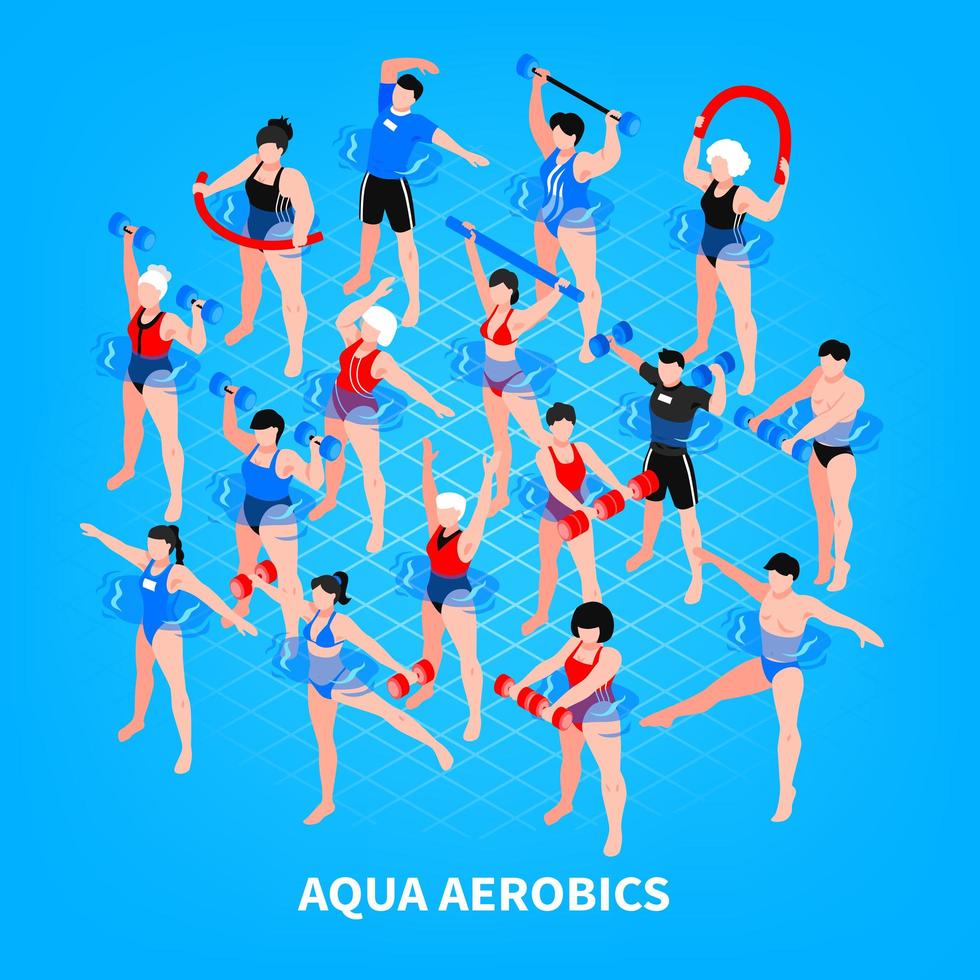 Aqua Aerobic isometrische Zusammensetzung Vektor-Illustration vektor