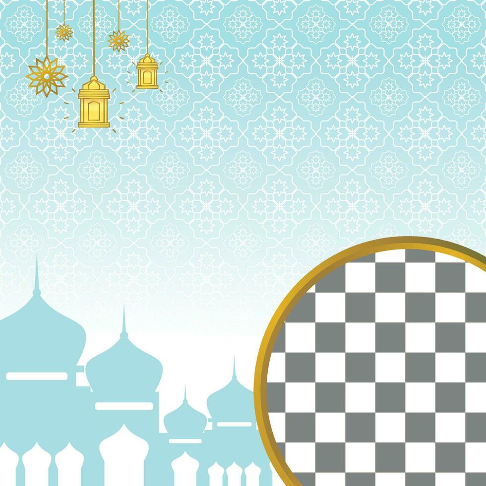 islamic försäljning affisch mall med fri Plats för text och Foto. med mandala ornament, mandalas och moskéer. design för baner, social media och webb. vektor illustration
