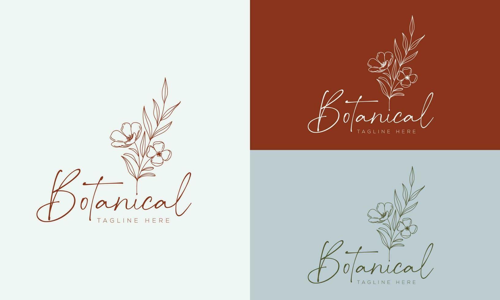 botanisches florales element handgezeichnetes logo mit wilden blumen und blättern. logo für spa- und schönheitssalon, boutique, bioladen, hochzeit, blumendesigner, innenausstattung, fotografie, kosmetik. vektor