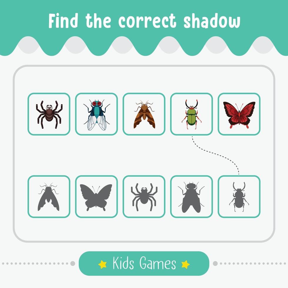 Finde das richtige Schattenkinderspiel für pädagogische Vorschulkinder vektor