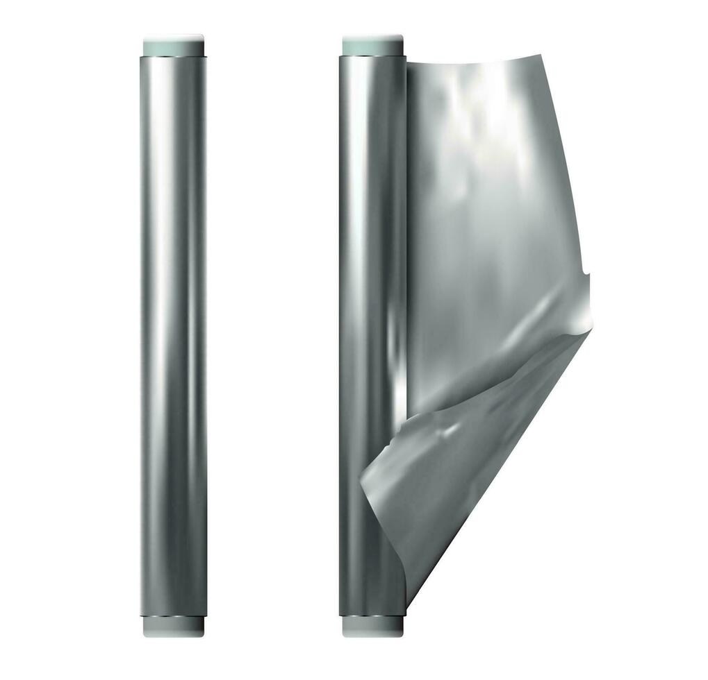 realistisk detaljerad 3d aluminium folie uppsättning. vektor
