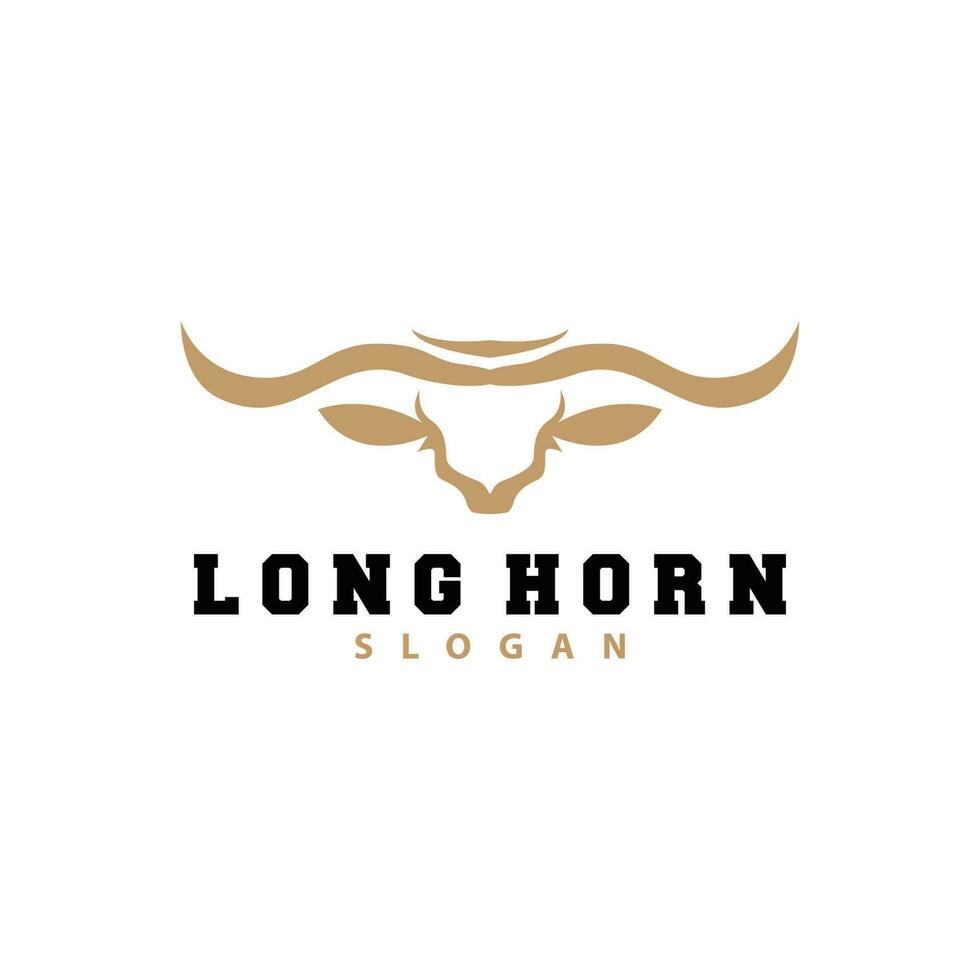 lange Horn Logo, Vieh Stier Tier Vektor, retro Jahrgang Design, Silhouette Symbol, Vorlage Marke vektor