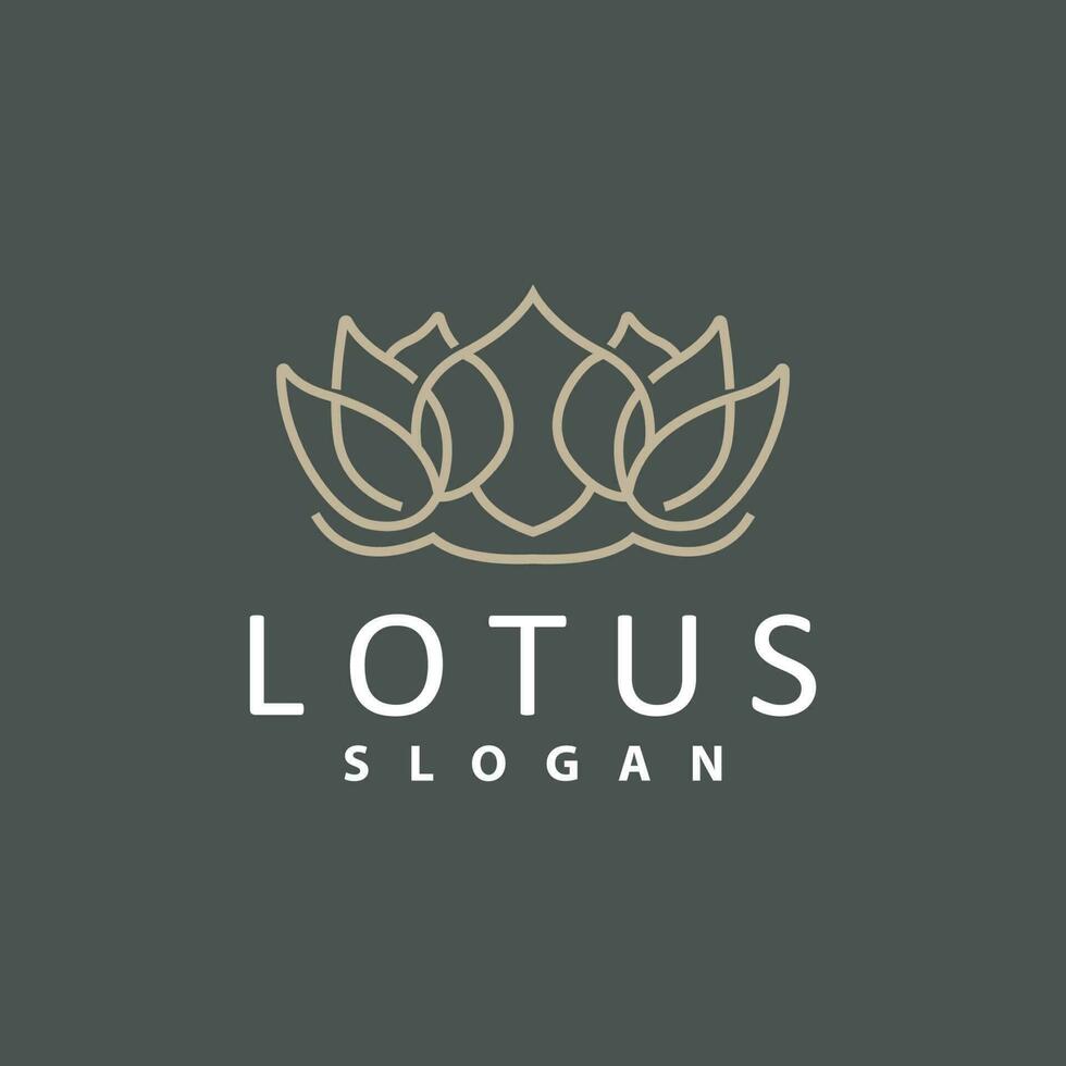 lotus logotyp, blomma växt vektor, minimalistisk enkel linje design, symbol ikon mall vektor