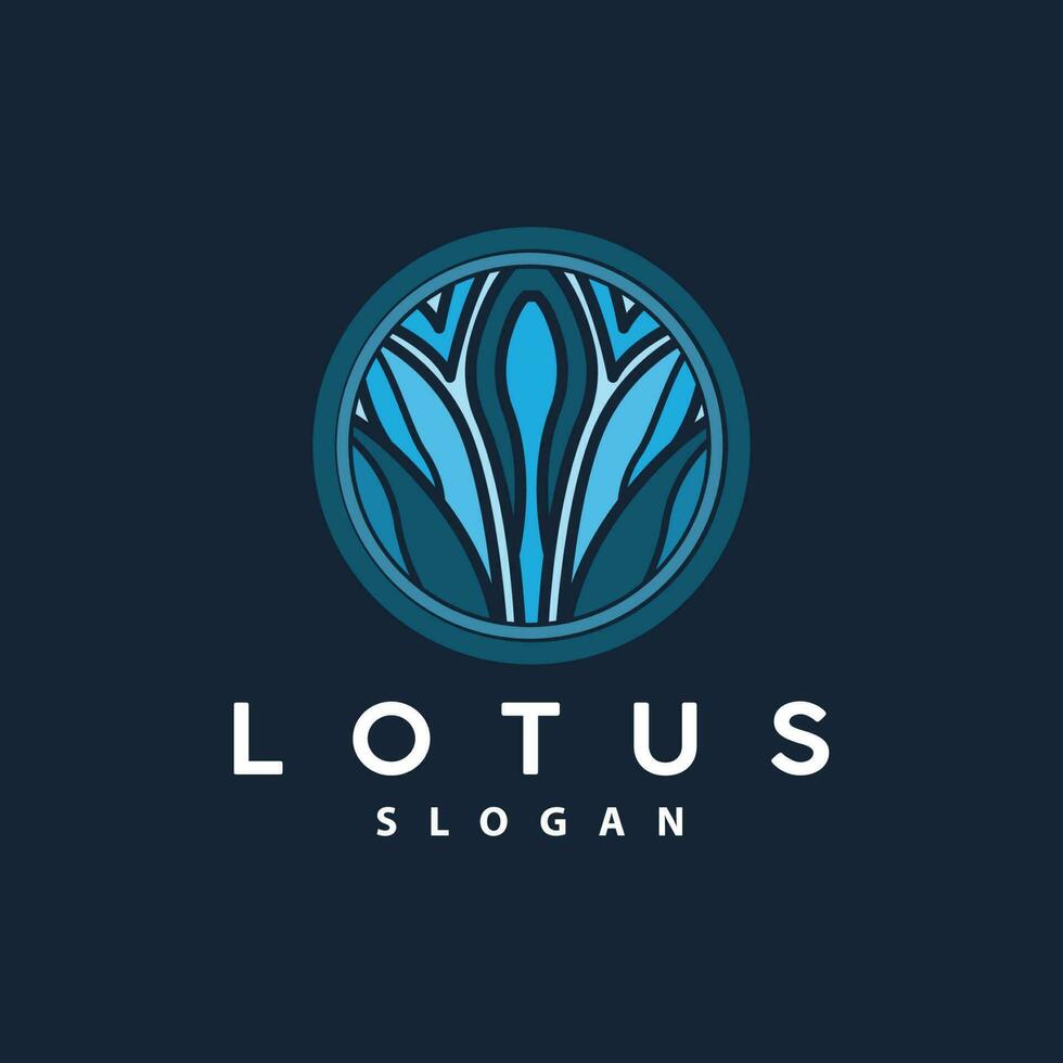 lotus logotyp, blomma växt vektor, minimalistisk enkel linje design, symbol ikon mall vektor