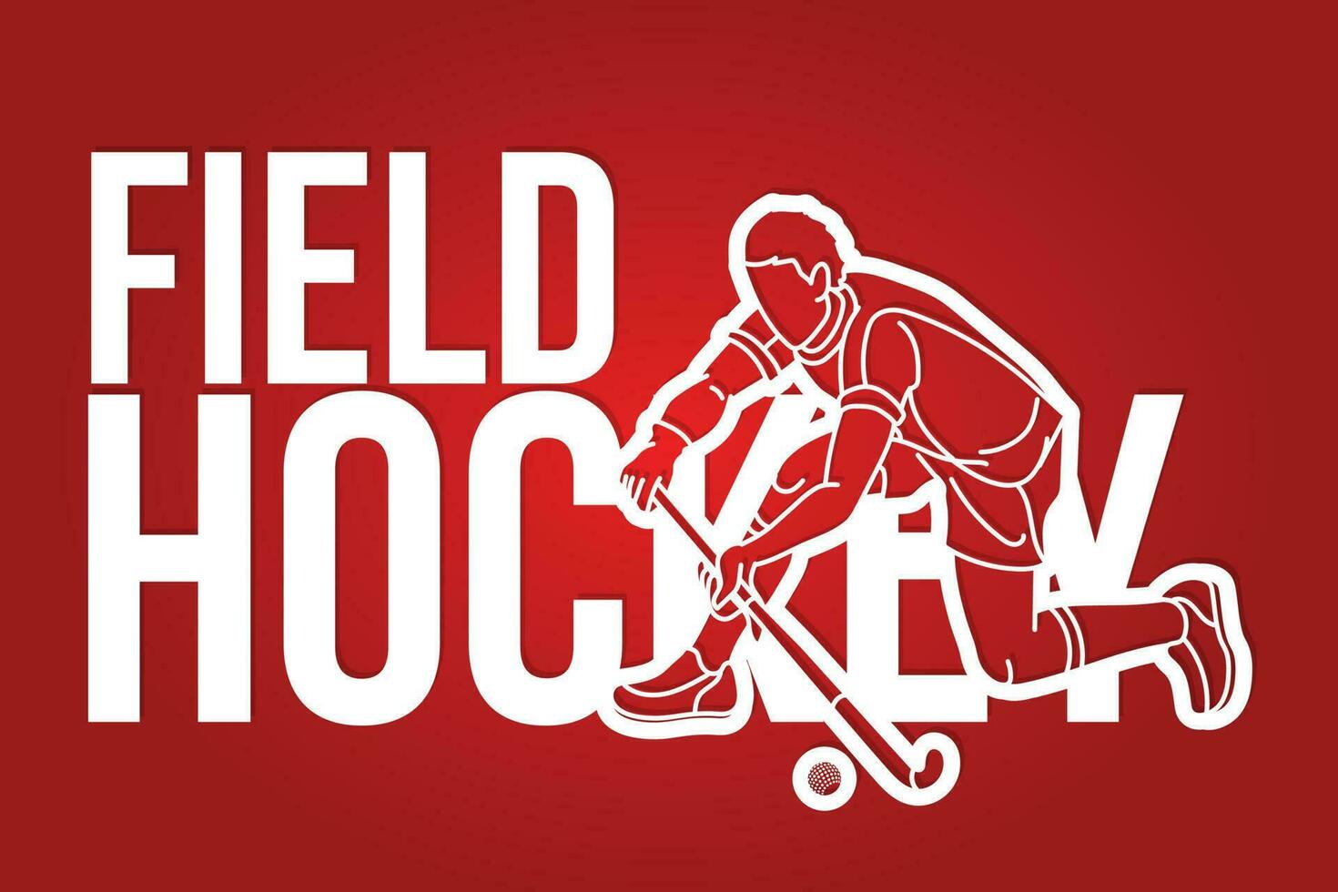 Feld Eishockey Schriftart Design mit männlich Spieler Aktion vektor