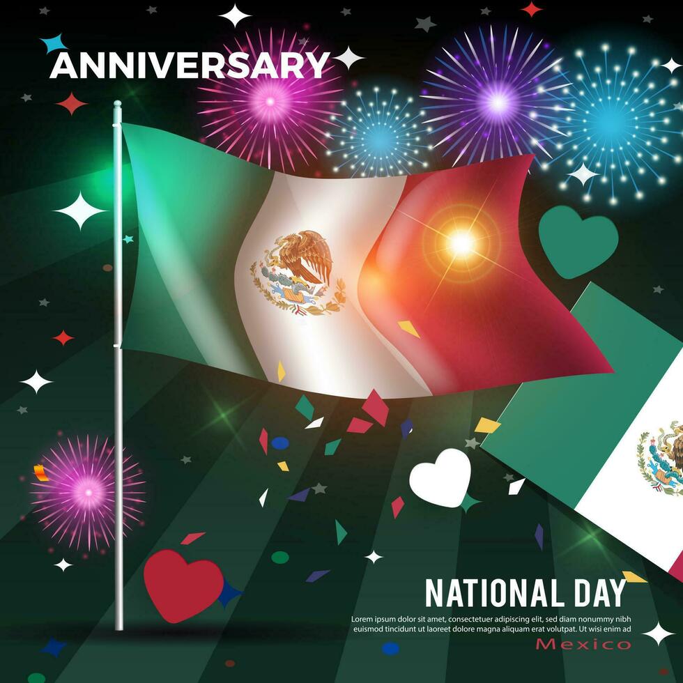 Lycklig nationell dag Mexiko. flagga bakgrund. för banderoller, hälsning kort och posters vektor