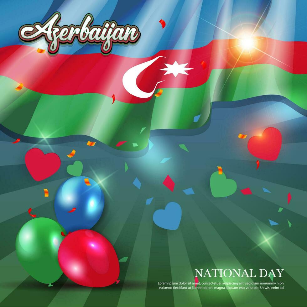 vektor illustration av nationell dag av azerbajdzjan. flagga bakgrund. för banderoller, hälsning kort och posters