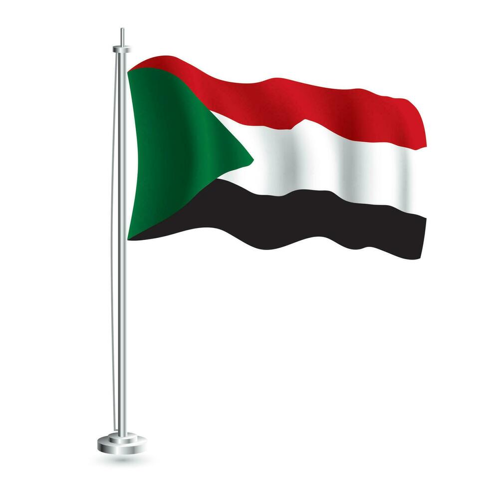 Sudanesen Flagge. isoliert realistisch Welle Flagge von Sudan Land auf Fahnenstange. vektor