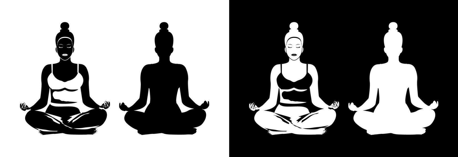 Silhouette von ein Person im das Lotus Position. vektor