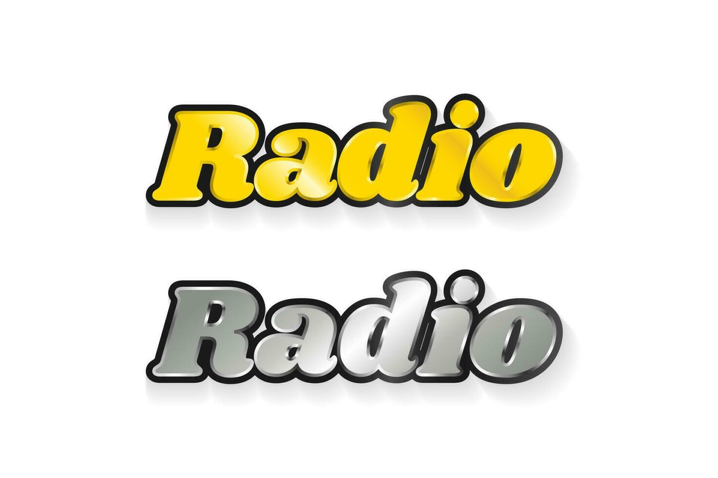 radio text typografisk design i silver- och guld. guld och silver- radio emblem. vektor