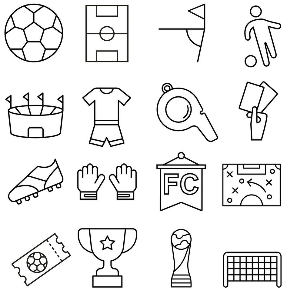 Fußball Symbol Vektor Satz. Fußball Illustration Zeichen Sammlung. Sport Symbol oder Logo.