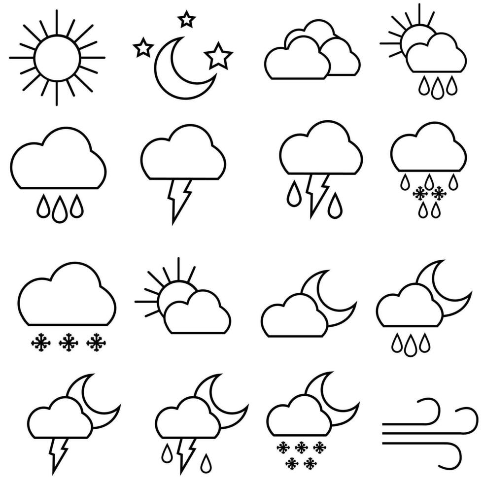 Wetter Symbol Vektor Satz. synoptisch Illustration Zeichen Sammlung. Wetter Prognose Symbol oder Logo.