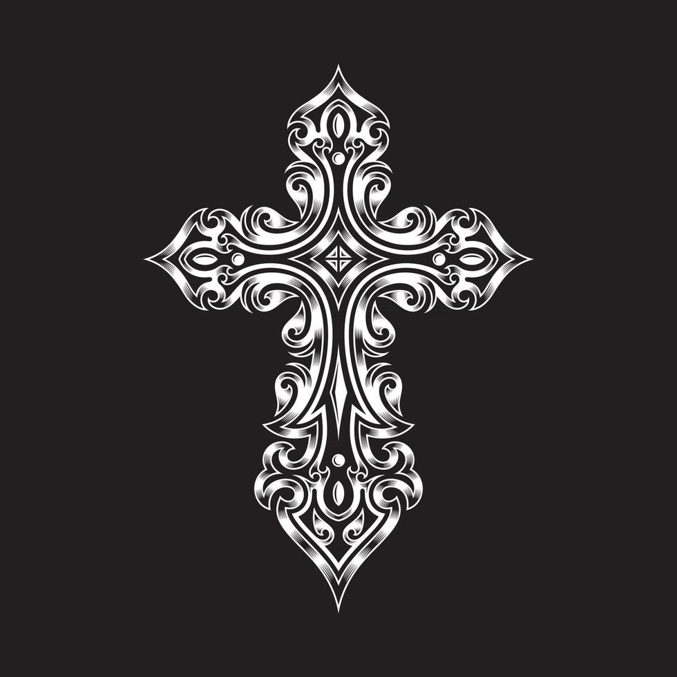 verziertes gotisches Kreuz auf Schwarz vektor