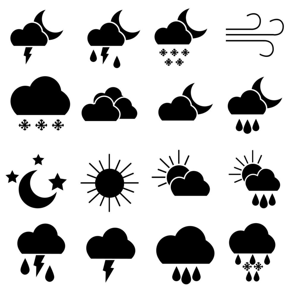 Wetter Symbol Vektor Satz. synoptisch Illustration Zeichen Sammlung. Wetter Prognose Symbol oder Logo.