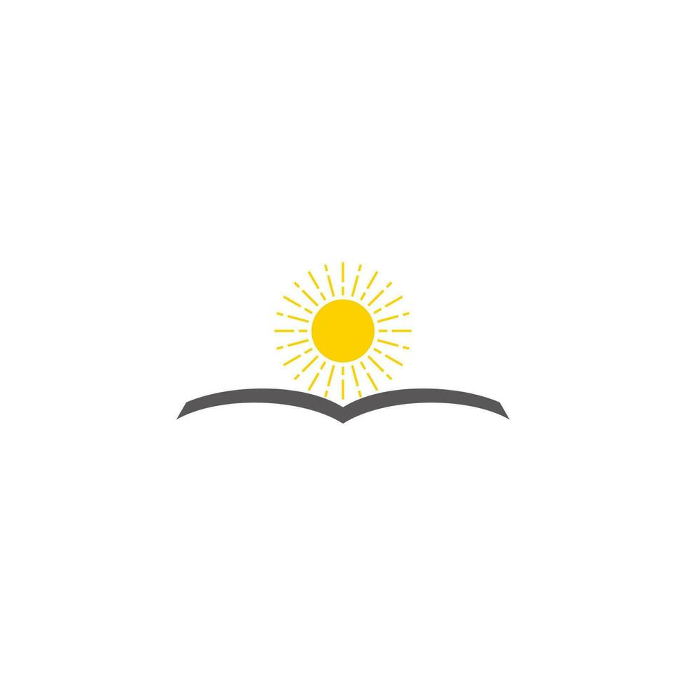 Sonne Buch gestalten Bildung Symbol geometrisch Logo Vektor