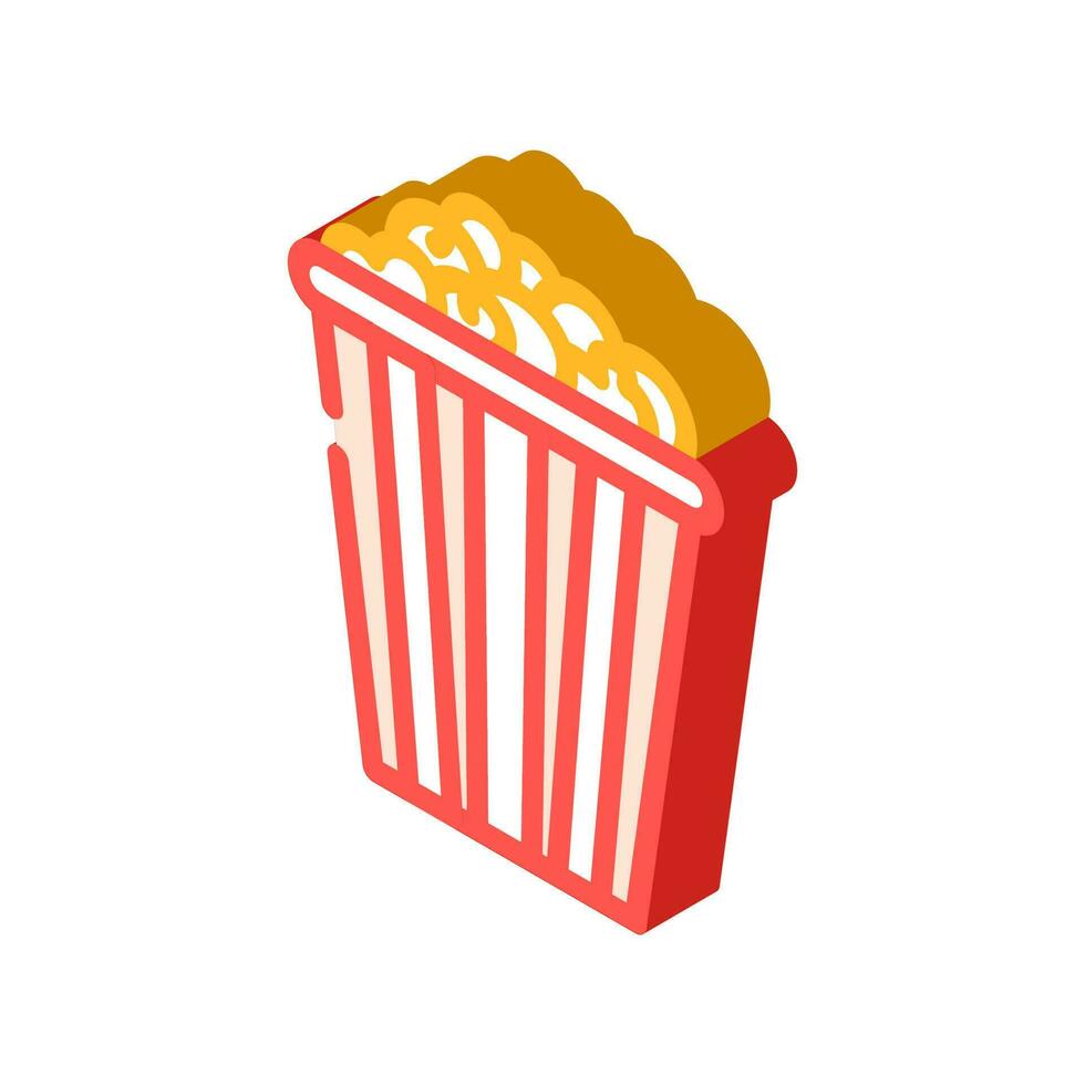 Eimer Popcorn Essen Snack isometrisch Symbol Vektor Illustration