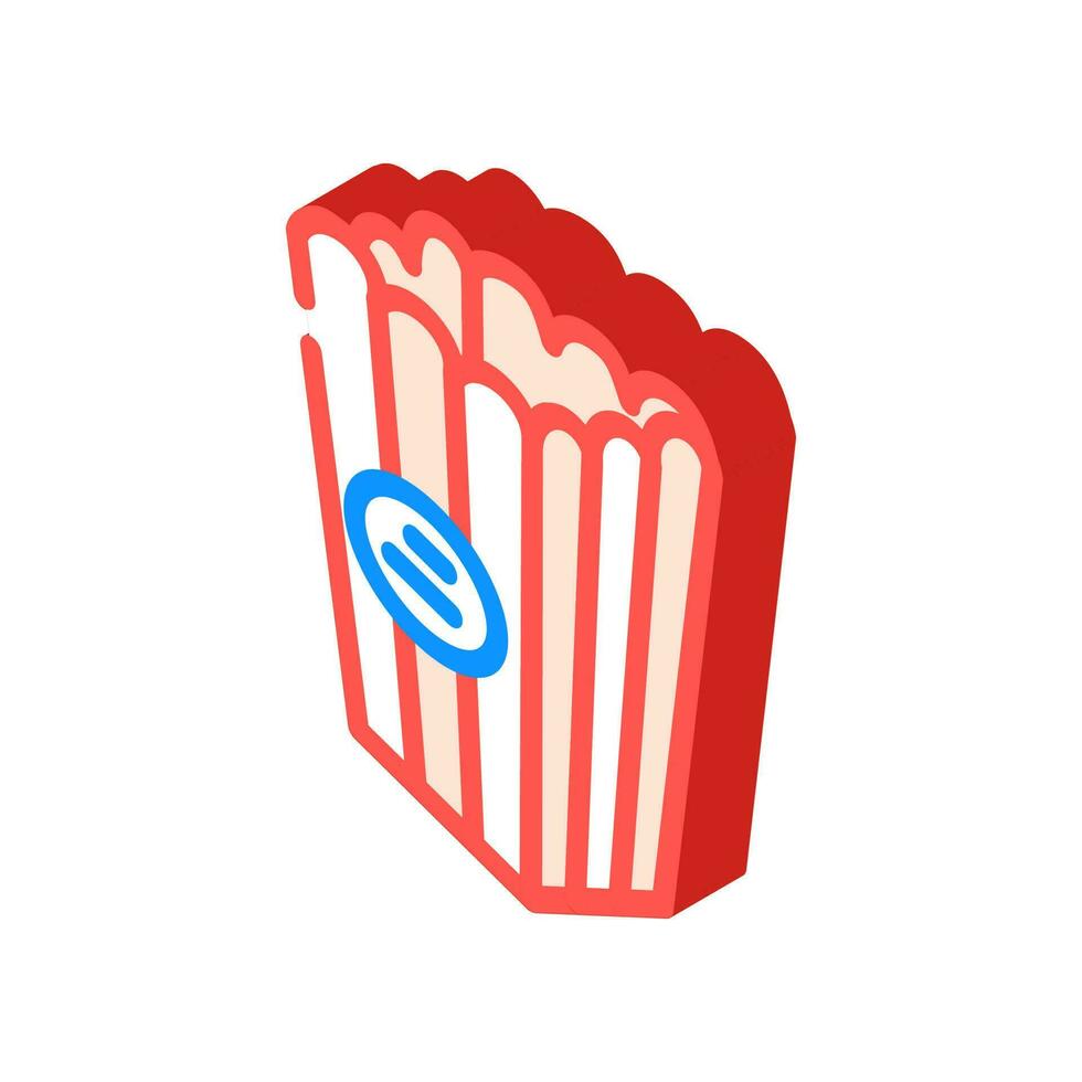 Eimer Popcorn Box köstlich isometrisch Symbol Vektor Illustration