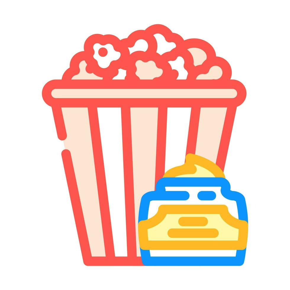 kola popcorn mat Färg ikon vektor illustration
