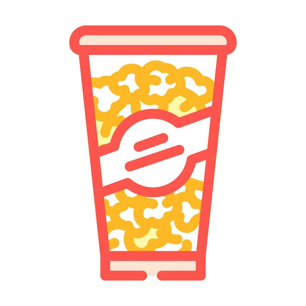 Eimer Popcorn Essen Box Farbe Symbol Vektor Illustration