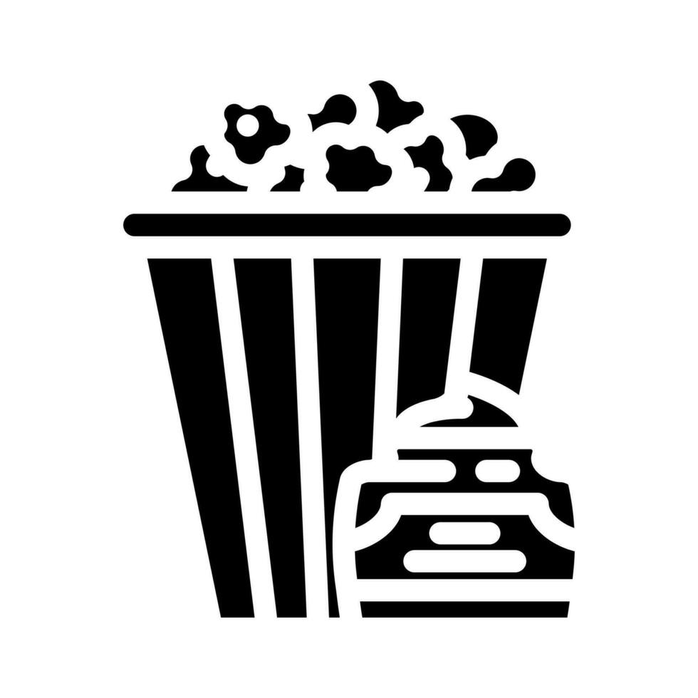 Karamell Popcorn Essen Glyphe Symbol Vektor Illustration