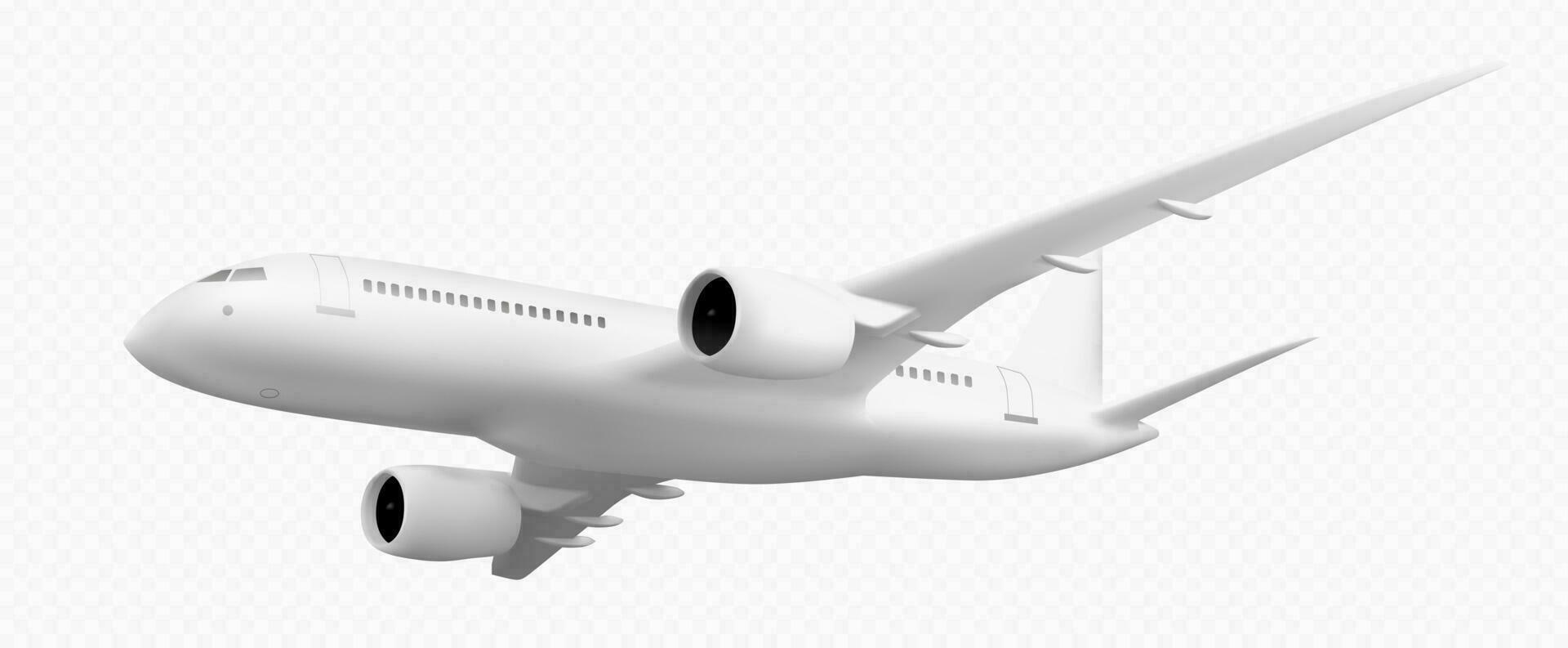 3d plan flyg isolerat mockup, realistisk jet vektor