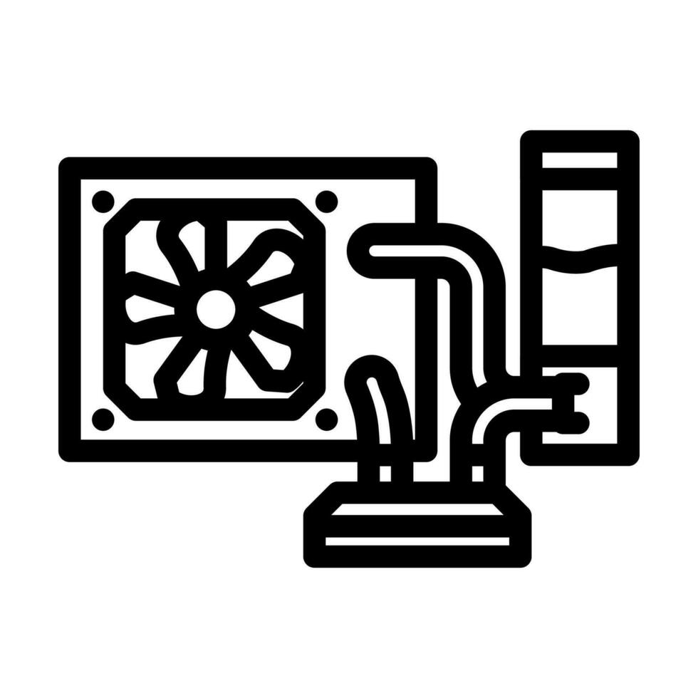 Flüssigkeit Kühlung Spielen pc Linie Symbol Vektor Illustration