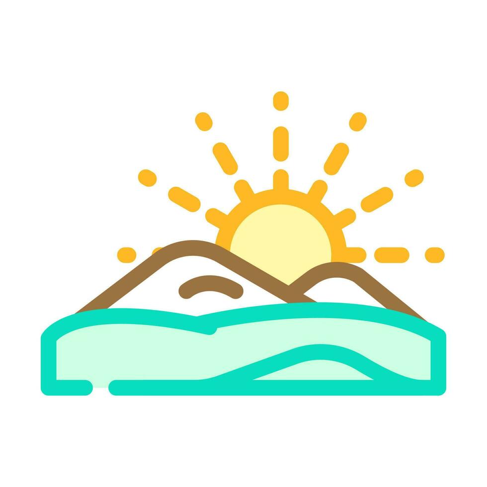 lanscape soluppgång Sol sommar solljus Färg ikon vektor illustration