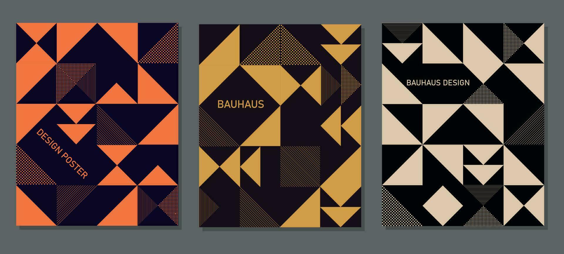 bauhaus geometrisk affischer. trogen abstrakt former. modern triangulär, fyrkant bakgrunder för design, omslag, social nätverk. vektor illustration.